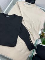 Siyah Koldan Düğmeli İnce Triko - Görsel 3