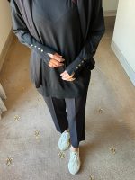 Siyah Koldan Düğmeli İnce Triko - Görsel 2