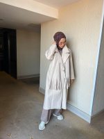 Oversize Atkılı Bej Kaban - Görsel 2