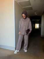 Sütlü Kahve Triko Simli Takım - Görsel 3