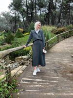 Koyu Yeşil Triko Simli Etekli Takım - Görsel 2