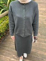 Koyu Yeşil Triko Simli Etekli Takım - Görsel 8